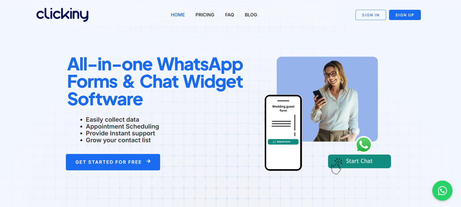 Clickiny landing page