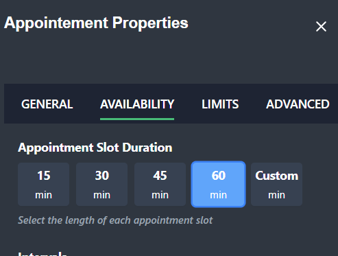 Appointment slot duration